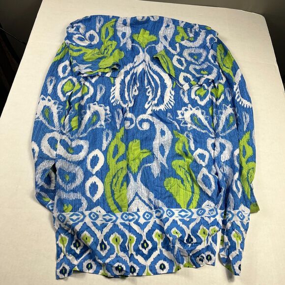 Chicos Lightweight Kimono Ikat Blouse Flowy Open Front Boho Loose Fit Top XXS/XS - Picture 10 of 13